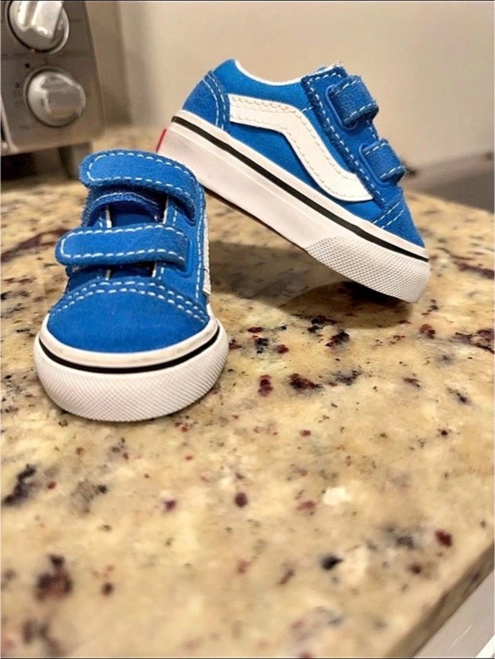 Vans Toddler Old Skool V Blue & White Sneakers